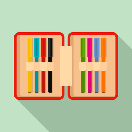 Open pencil box icon. Flat illustration of open pencil box vector icon for web designのイラスト素材