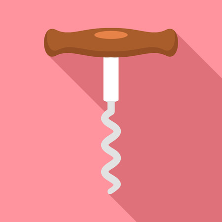 Wood corkscrew icon, flat styleのイラスト素材