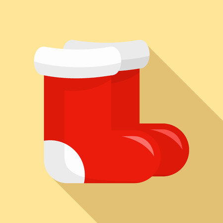 Red santa shoes icon. Flat illustration of red santa shoes vector icon for web designのイラスト素材
