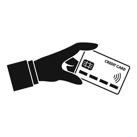Hand nfc credit card icon. Simple illustration of hand nfc credit card vector icon for web design isolated on white backgroundのイラスト素材