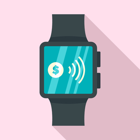 Smartwatch nfc pay icon, flat styleのイラスト素材