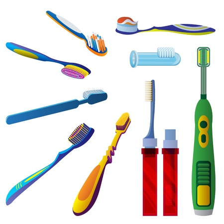 Toothbrush icon set. Cartoon set of toothbrush vector icons for web designのイラスト素材