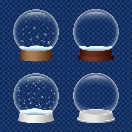 Snowglobe icon set. Realistic set of snowglobe vector icons for web designのイラスト素材