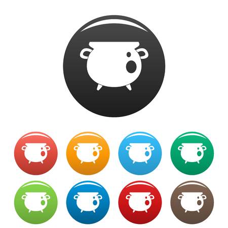 Vintage cauldron icons set 9 color vector isolated on white for any designのイラスト素材