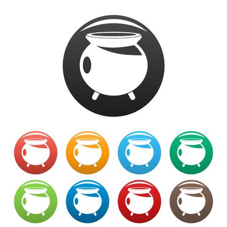 Halloween cauldron icons set 9 color vector isolated on white for any designのイラスト素材