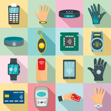 Nfc technology icon set, flat styleの写真素材