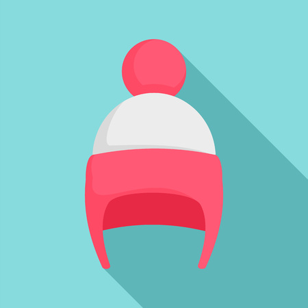 Girl winter hat icon, flat styleの写真素材