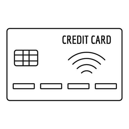 Nfc credit card icon. Outline nfc credit card icon for web design isolated on white backgroundの写真素材