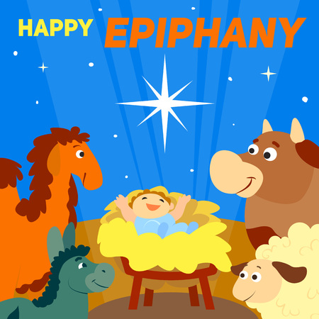 Happy epiphany concept background, cartoon styleの写真素材