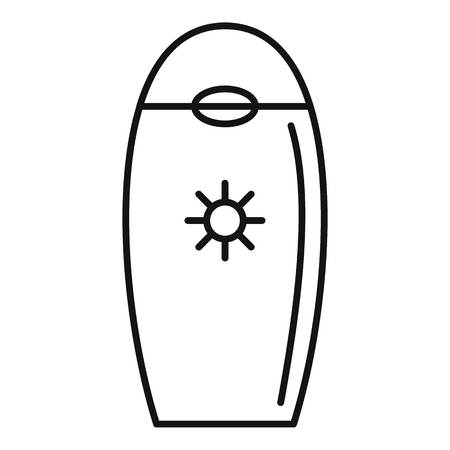 Sun protection bottle icon. Outline sun protection bottle vector icon for web design isolated on white backgroundのイラスト素材