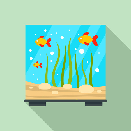 Glass aquarium icon, flat styleのイラスト素材