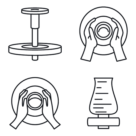 Potters wheel icon set. Outline set of potters wheel vector icons for web design isolated on white backgroundのイラスト素材