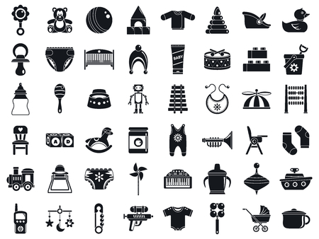 Birth baby items icon set. Simple set of birth baby items vector icons for web design on white backgroundのイラスト素材