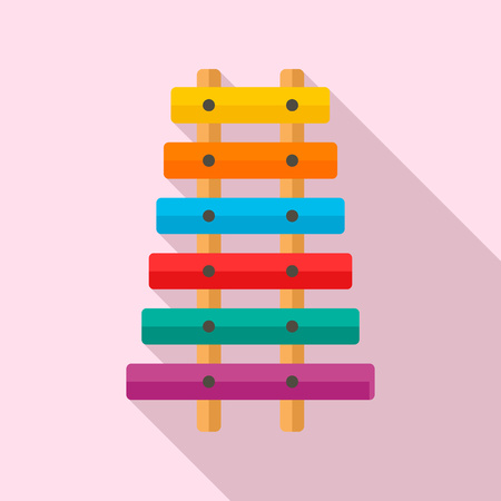Colored toy xylophone icon flat styleのイラスト素材