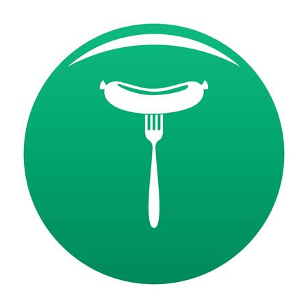 Sausage on fork icon vector greenのイラスト素材