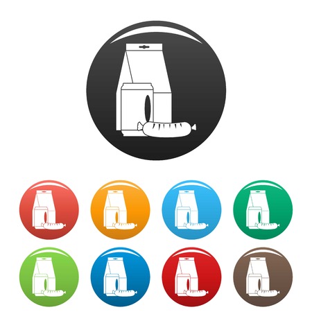 Lunch box sausage icons set 9 color vector isolated on white for any designのイラスト素材