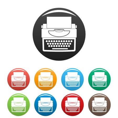 New typewriter icons set 9 color vector isolated on white for any designのイラスト素材