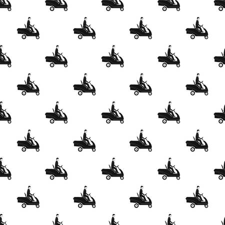 Man on the grass cutting tractor pattern seamlessの写真素材