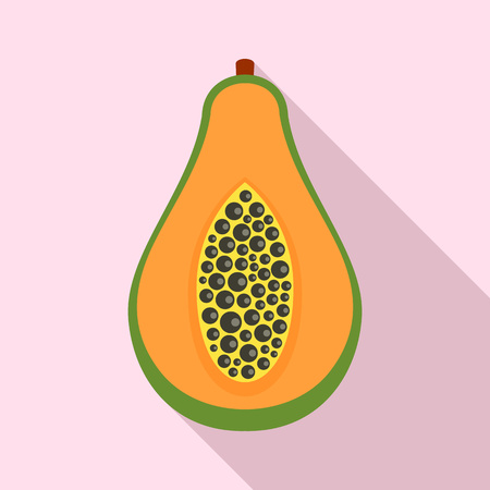 Half of papaya icon. Flat illustration of half of papaya vector icon for web designのイラスト素材