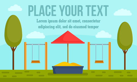 Kid playground concept banner. Flat illustration of kid playground vector concept banner for web designのイラスト素材