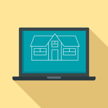 Business architect laptop icon. Flat illustration of business architect laptop vector icon for web designのイラスト素材