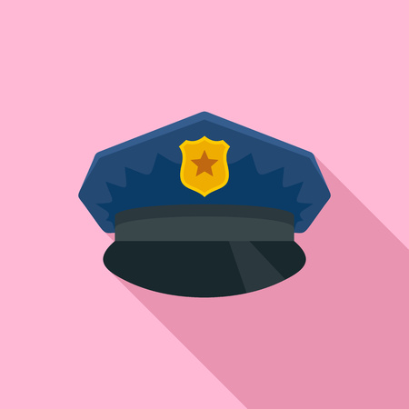 Police cap icon, flat styleのイラスト素材