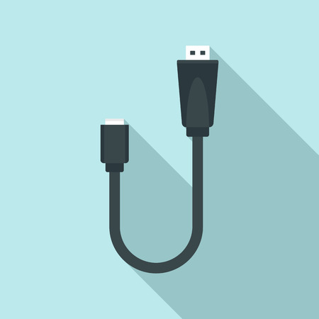 Camera usb cable icon, flat styleのイラスト素材