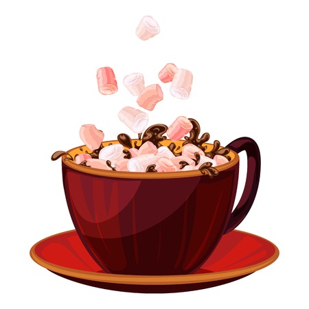 Marshmallow in hot chocolate icon. Cartoon of marshmallow in hot chocolate vector icon for web design isolated on white backgroundのイラスト素材