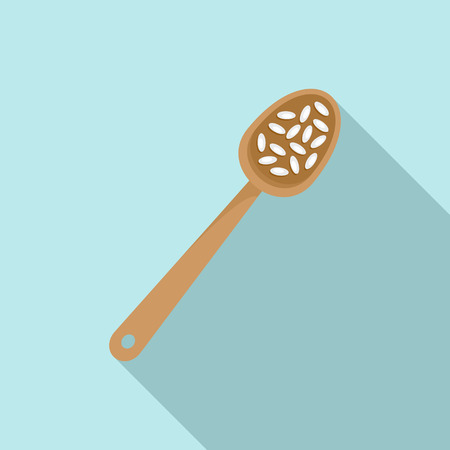 Rice on spoon icon. Flat illustration of rice on spoon vector icon for web designのイラスト素材