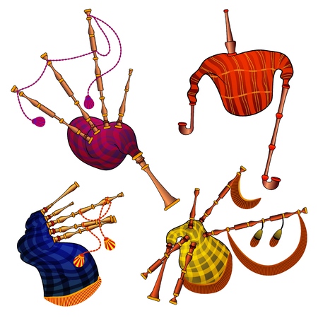 Bagpipes icons set, cartoon styleのイラスト素材