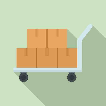 Delivery box on cart icon. Flat illustration of delivery box on cart vector icon for web designのイラスト素材