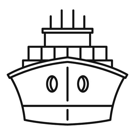Front container ship icon. Outline front container ship vector icon for web design isolated on white backgroundのイラスト素材
