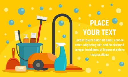 Cleaner equipment concept banner. Flat illustration of cleaner equipment vector concept banner for web designのイラスト素材