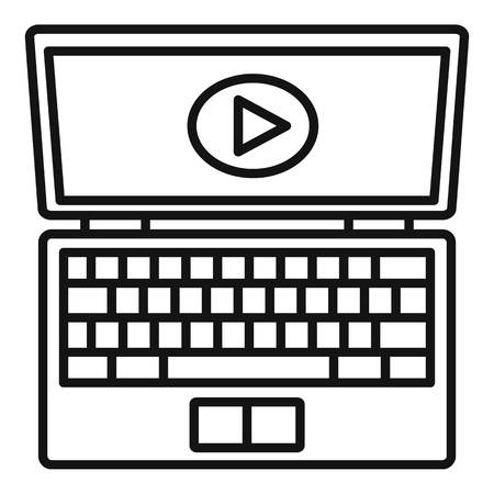 Laptop online learning icon. Outline laptop online learning vector icon for web design isolated on white backgroundのイラスト素材