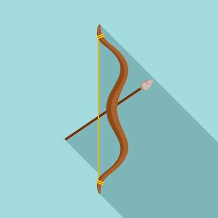 Stone age bow arrow icon, flat styleのイラスト素材