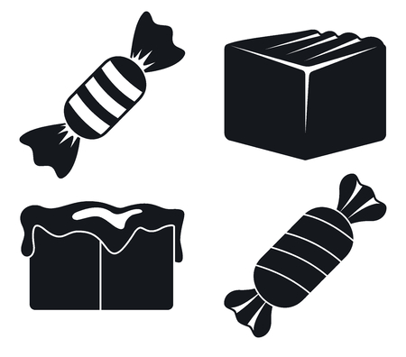 Candy toffee icons set. Simple set of candy toffee vector icons for web design on white backgroundのイラスト素材