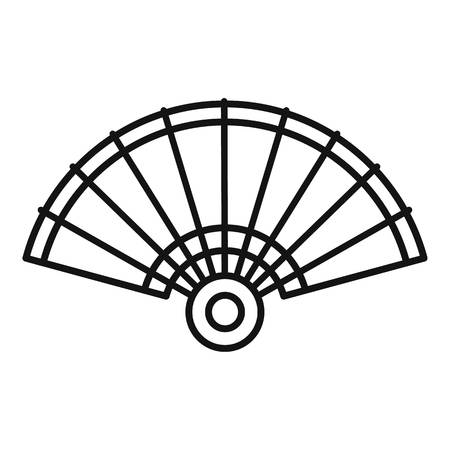 Asian hand fan icon, outline styleのイラスト素材