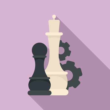 Chess logic gear icon, flat styleのイラスト素材