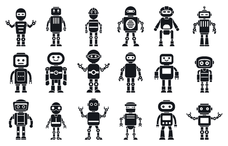 Humanoid character icons set, simple styleのイラスト素材