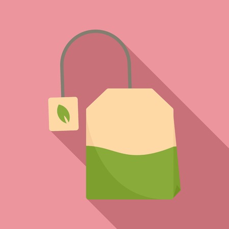 Matcha tea bag icon, flat styleのイラスト素材