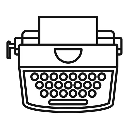 Retro typewriter icon. Outline retro typewriter vector icon for web design isolated on white backgroundのイラスト素材
