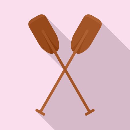 Wood crossed paddle icon, flat styleのイラスト素材