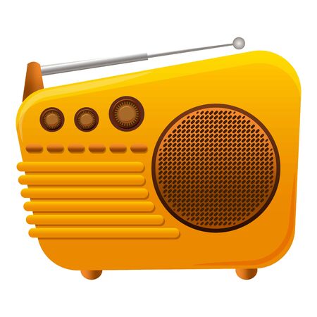 Yellow color radio icon. Cartoon of yellow color radio vector icon for web design isolated on white backgroundのイラスト素材