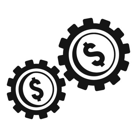 Money gear icon. Simple illustration of money gear vector icon for web design isolated on white backgroundのイラスト素材