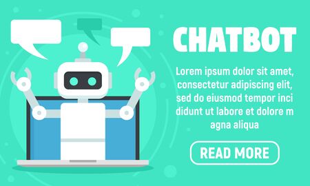 Laptop chatbot concept banner, flat styleのイラスト素材
