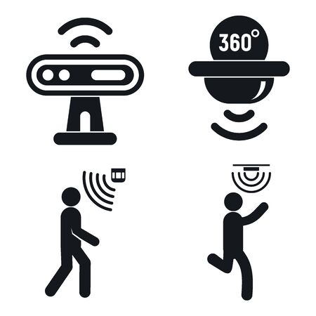 Motion sensor icons set. Simple set of motion sensor vector icons for web design on white backgroundのイラスト素材