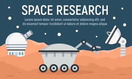 Planet space research concept banner, flat styleの写真素材