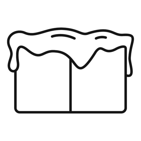 Toffee cube icon. Outline toffee cube icon for web design isolated on white backgroundの写真素材