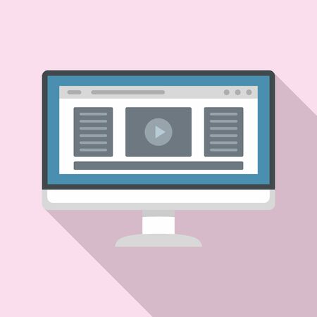 Monitor play video icon. Flat illustration of monitor play video icon for web designの写真素材