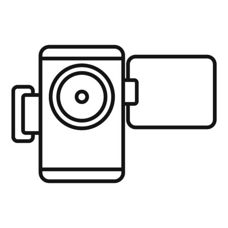 Home video camera icon. Outline home video camera icon for web design isolated on white backgroundの写真素材